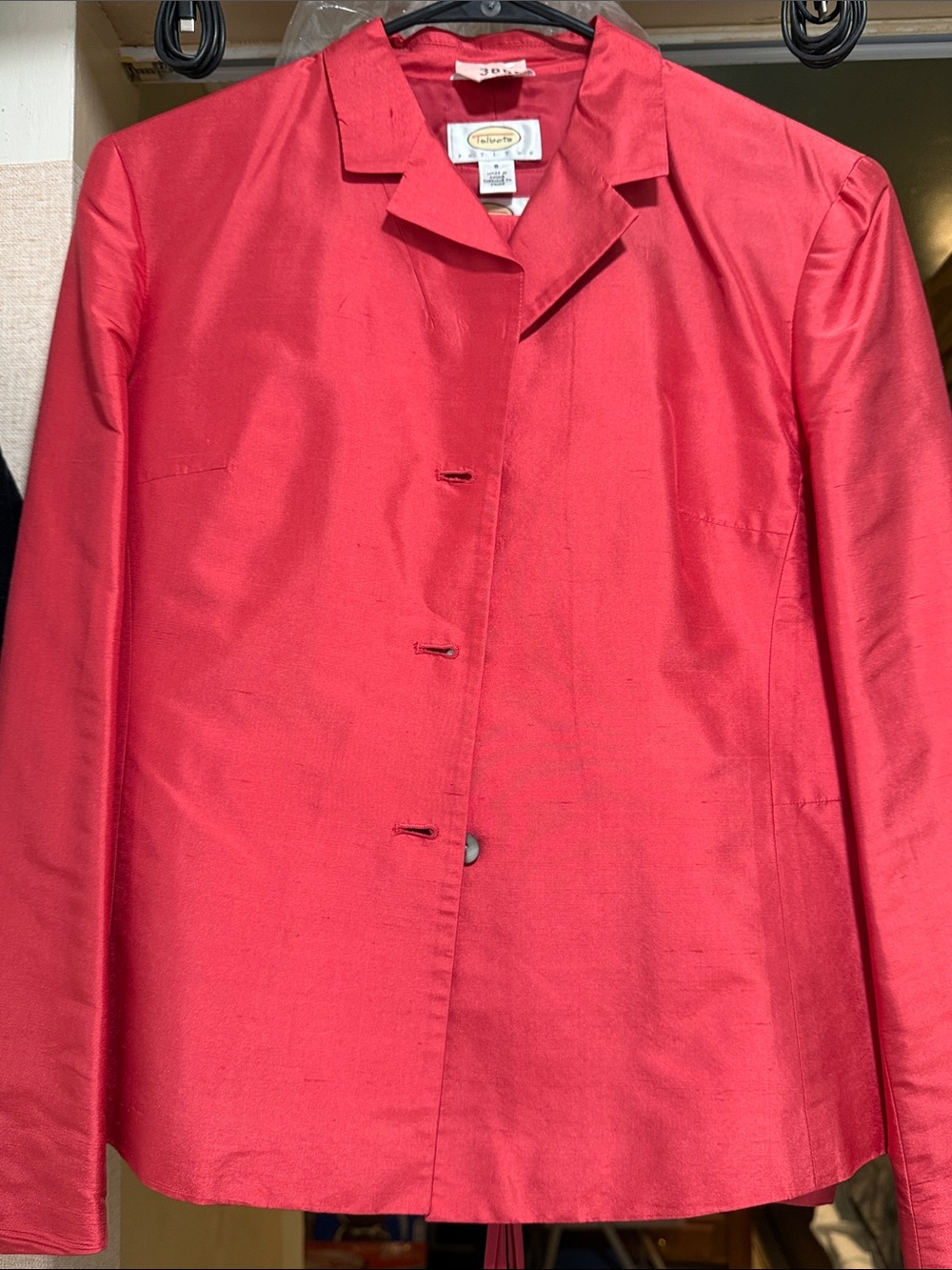 Talbots vibrant red silk-blend single-breasted suit